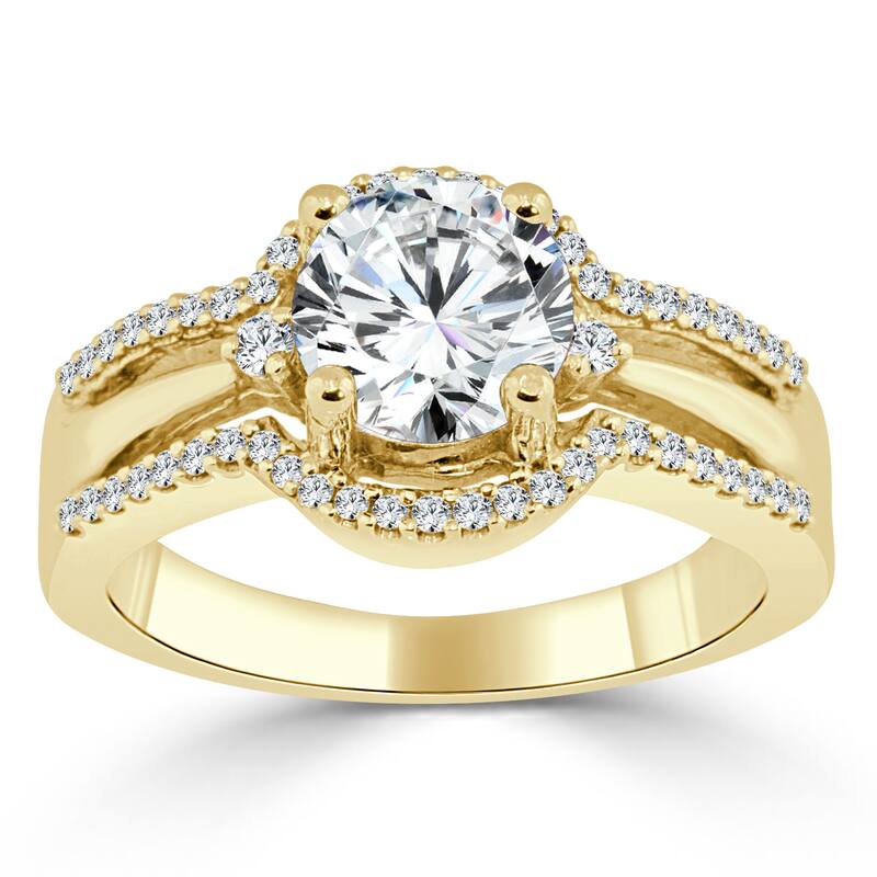 Auriya Modern Split Shank 1 1/5ctw Round Diamond Engagement Ring 14k Gold