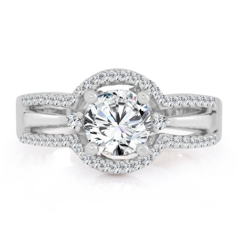 Auriya Modern Split Shank 1 1/5ctw Round Diamond Engagement Ring 14k Gold