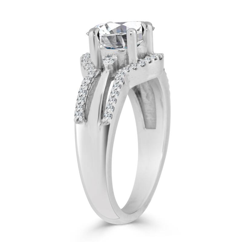 Auriya Modern Split Shank 1 1/5ctw Round Diamond Engagement Ring 14k Gold