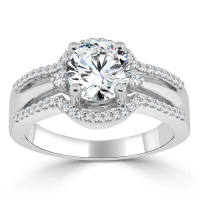 Auriya Modern Split Shank 1 1/5ctw Round Diamond Engagement Ring 14k Gold