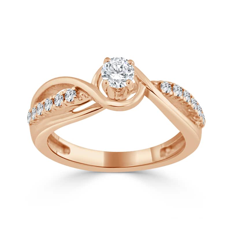 Auriya Round 2/5ctw Bypass Style Diamond Engagement Ring 14K Gold (H-I, I1-I2)