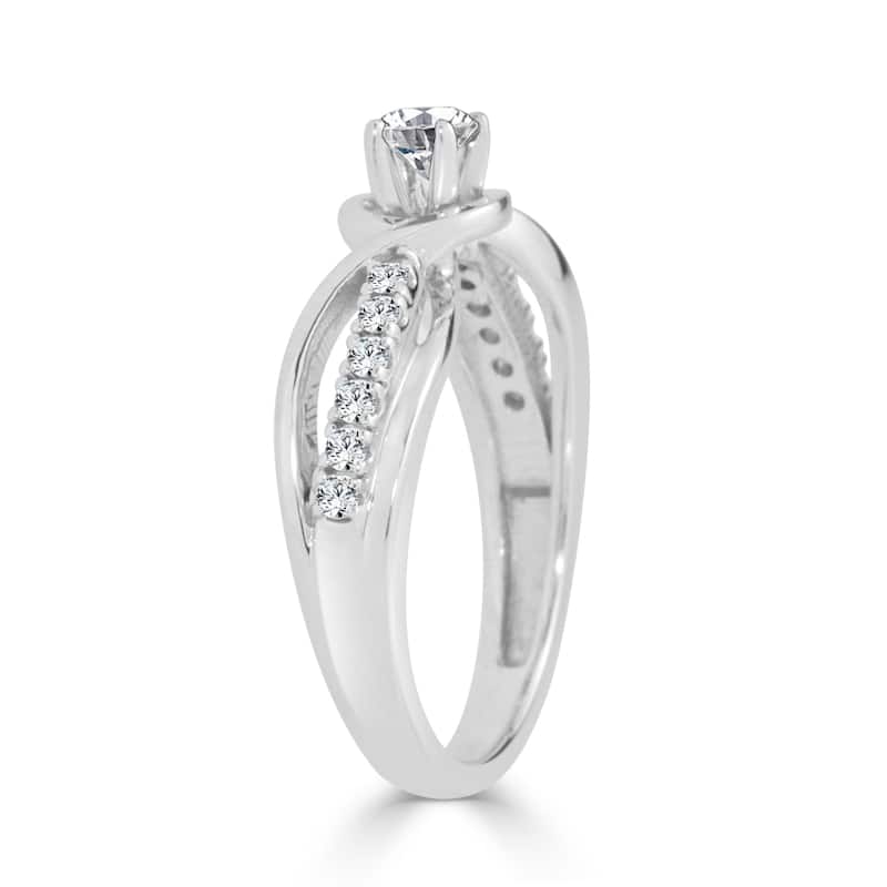 Auriya Round 2/5ctw Bypass Style Diamond Engagement Ring 14K Gold (H-I, I1-I2)