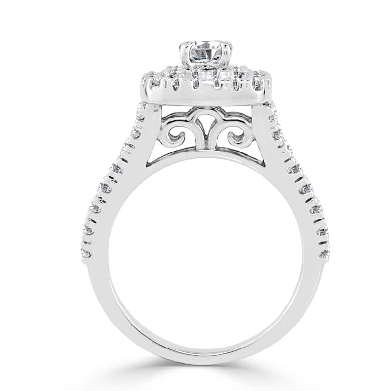 Auriya Round 1ctw Double Halo Diamond Engagement Ring 14k Gold