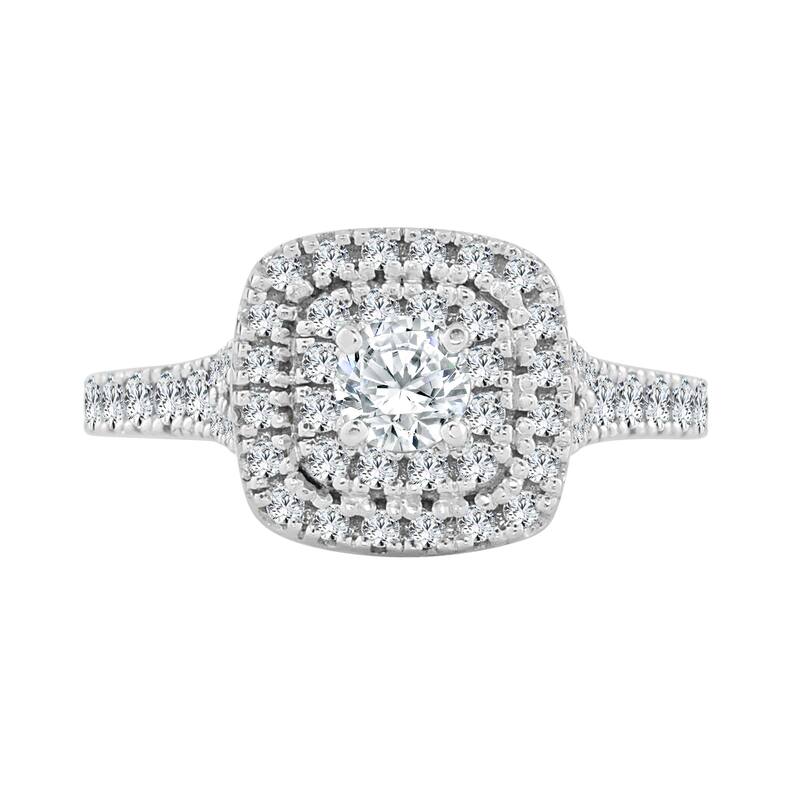 Auriya Round 1ctw Double Halo Diamond Engagement Ring 14k Gold