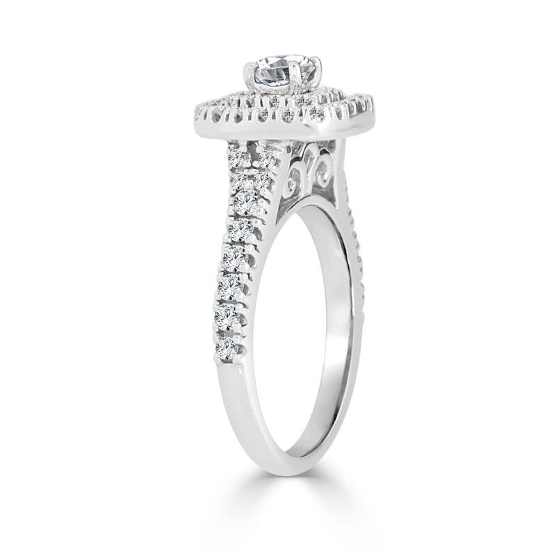 Auriya Round 1ctw Double Halo Diamond Engagement Ring 14k Gold