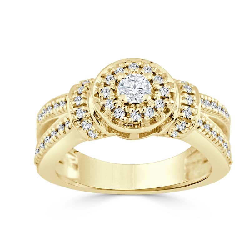 Auriya Modern 1/2ctw Round Halo Diamond Engagement Ring 14k Gold