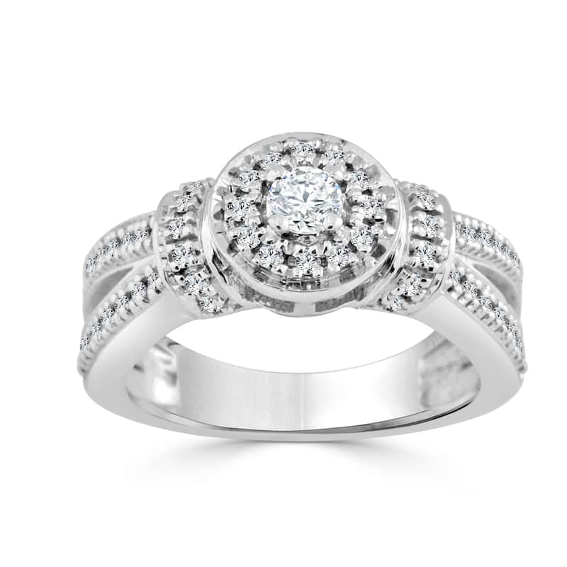 Auriya Modern 1/2ctw Round Halo Diamond Engagement Ring 14k Gold
