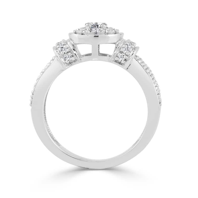 Auriya Modern 1/2ctw Round Halo Diamond Engagement Ring 14k Gold