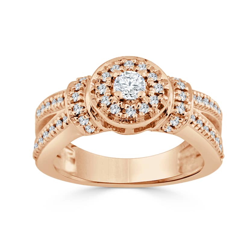 Auriya Modern 1/2ctw Round Halo Diamond Engagement Ring 14k Gold
