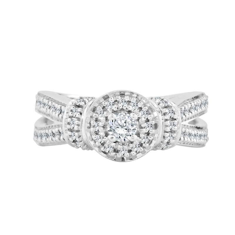 Auriya Modern 1/2ctw Round Halo Diamond Engagement Ring 14k Gold