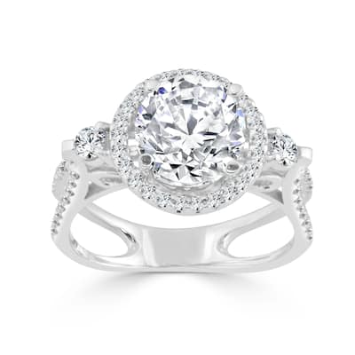 Auriya Round 1ct TDW Diamond Halo Engagement Ring 14K Gold