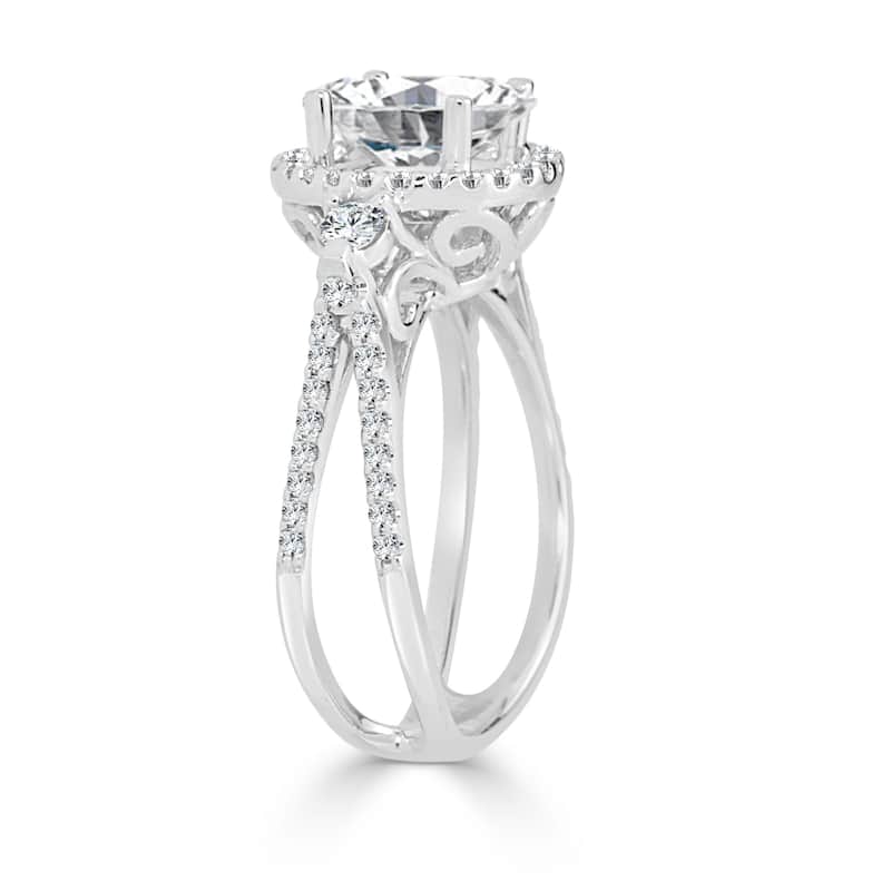 Auriya Round 1ct TDW Diamond Halo Engagement Ring 14K Gold
