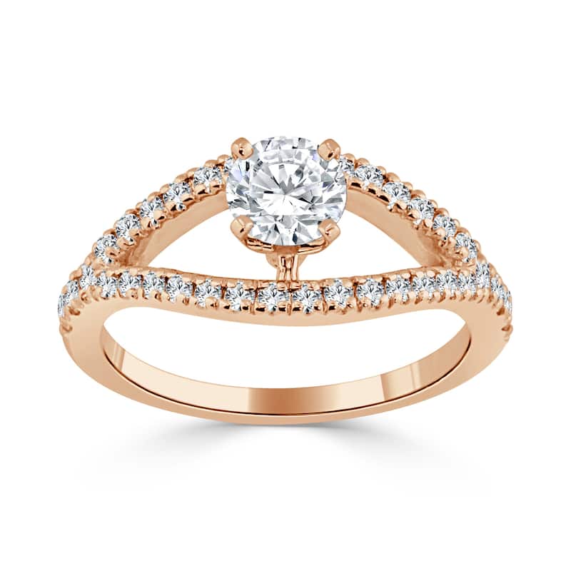 Auriya Modern Split Band 3/4ctw Round Diamond Engagement Ring 14k Gold