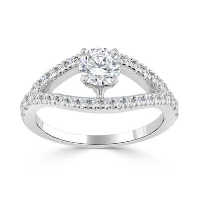 Auriya Modern Split Band 3/4ctw Round Diamond Engagement Ring 14k Gold