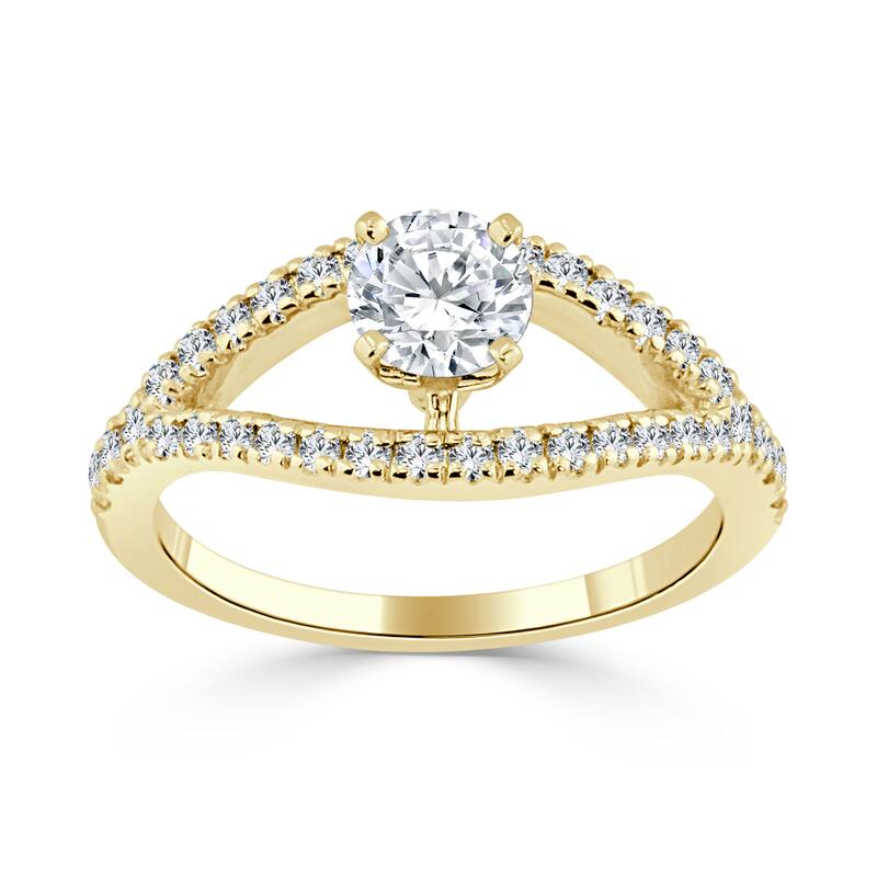 Auriya Modern Split Band 3/4ctw Round Diamond Engagement Ring 14k Gold