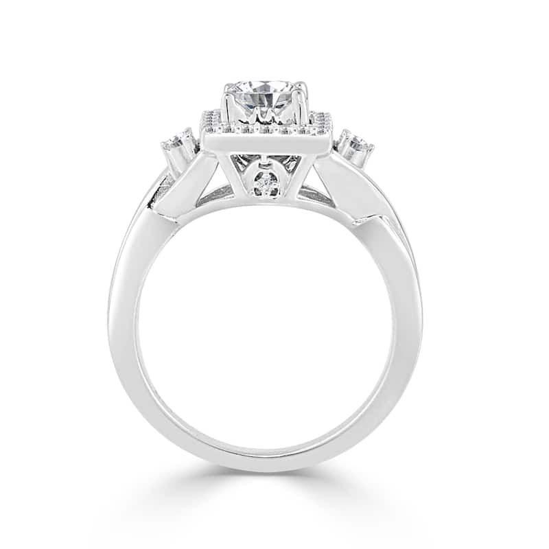 Auriya Modern 3/4ctw Square Halo Round Diamond Engagement Ring 14k Gold