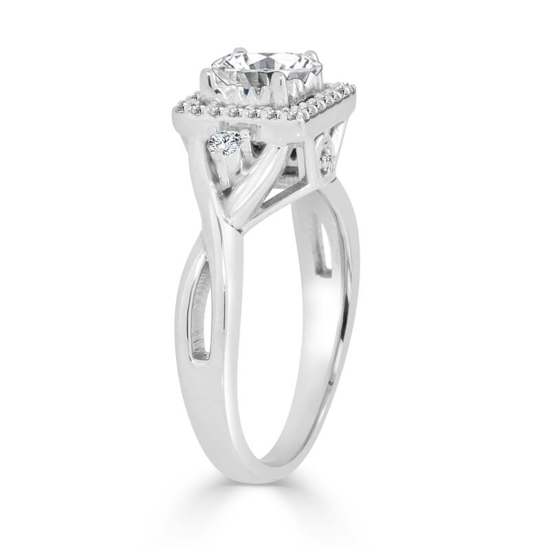 Auriya Modern 3/4ctw Square Halo Round Diamond Engagement Ring 14k Gold
