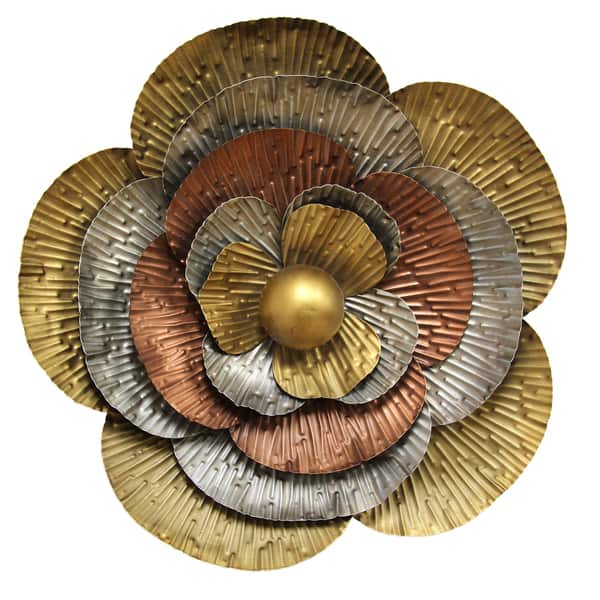 Stratton Home Decor Tricolor Metal Flower Blossom Wall Decor