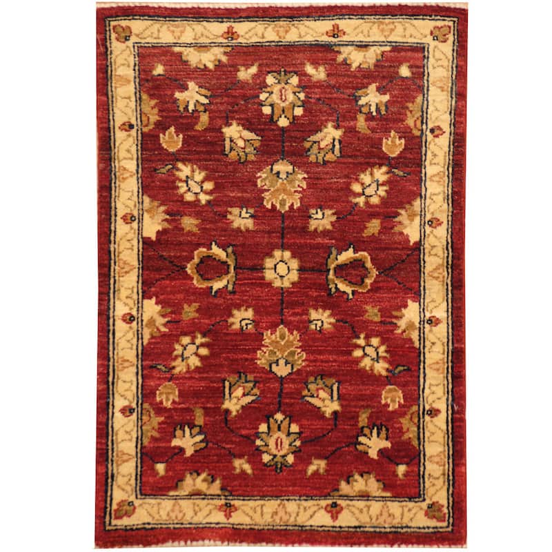 Handmade One-of-a-Kind Vegetable Dye Oushak Wool Rug (Afghanistan) - 2' x 2'10