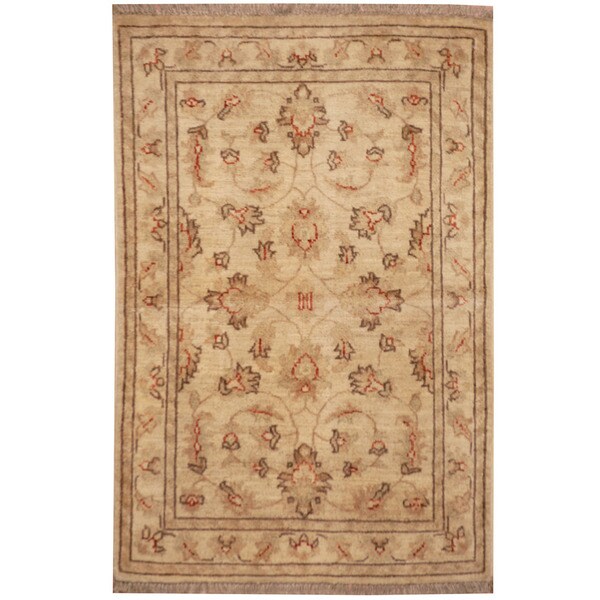 Handmade Vegetable Dye Oushak Wool Rug (Afghanistan) - 2'1 x 3'