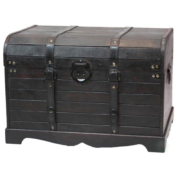 Unique Black Steamer Trunk Coffee Table with Simple Decor