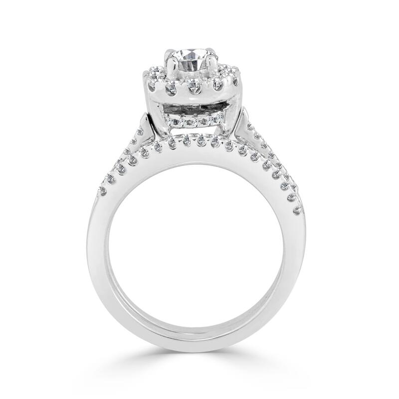 14k Gold 3/4ct TDW Round Halo Diamond Engagement Ring Set by Auriya