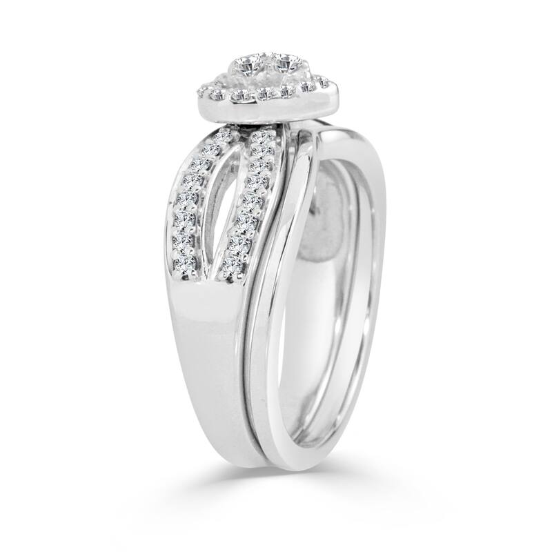 14k Gold 1/2ct TDW Cluster Diamond Engagement Ring Set by Auriya