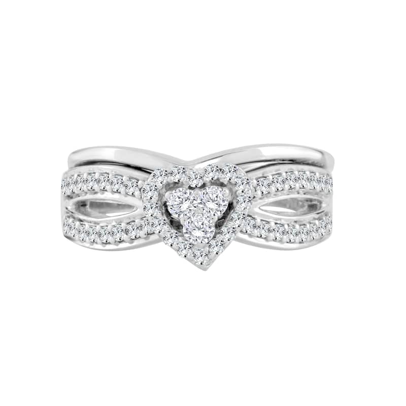 14k Gold 1/2ct TDW Cluster Diamond Engagement Ring Set by Auriya