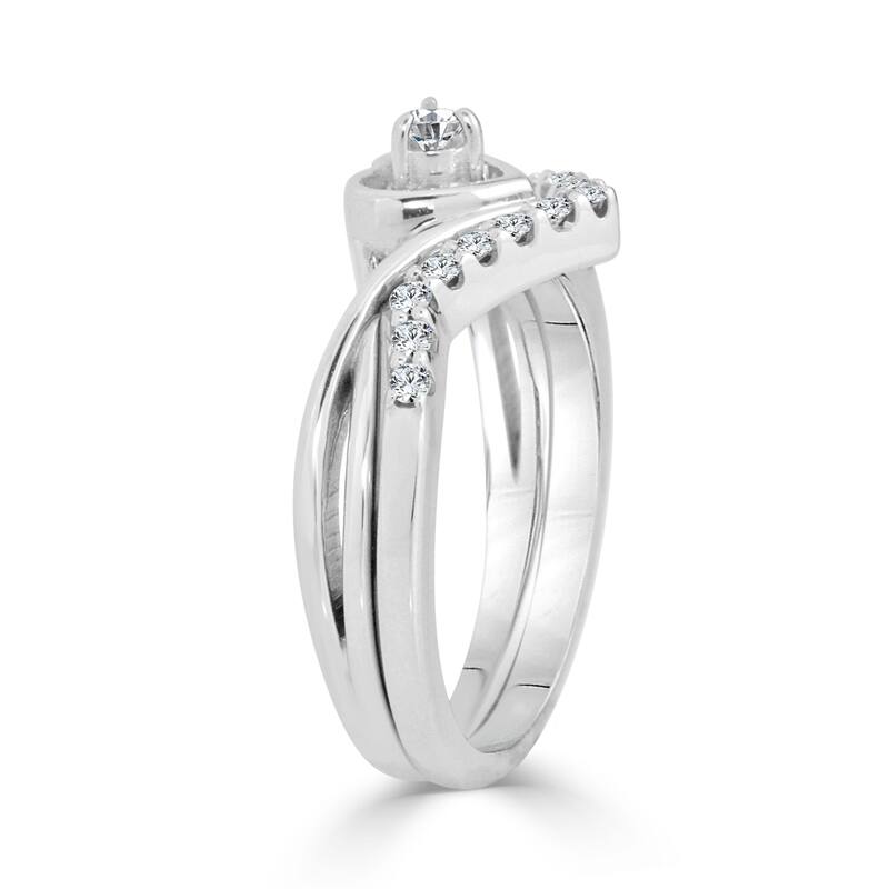 14k Gold 1/4ct TDW Diamond Accent Heart Engagement Ring Set by Auriya