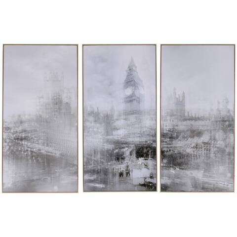 A&B Home Foggy City London Skyline Print (Set of 3) - Brown