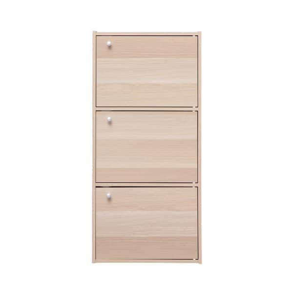 IRIS 3-tier Light Brown Wood Bookcase Storage Shelf - Bed Bath