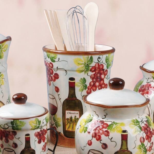 Shop Purple Grape Ceramic Utensil Holder Overstock 16838622