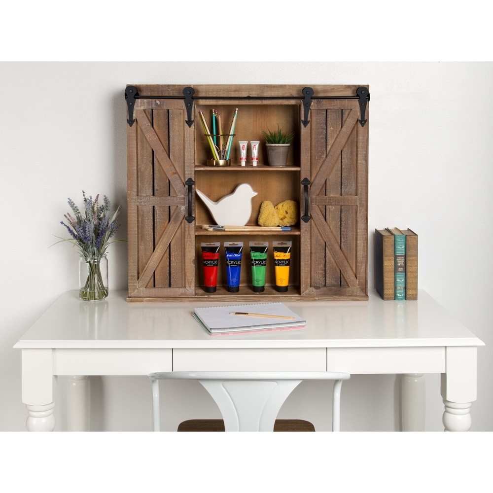 Kate And Laurel Cates Rustic Wood Decorative Cabinet With Barn Doors On Sale Overstock 16838745
