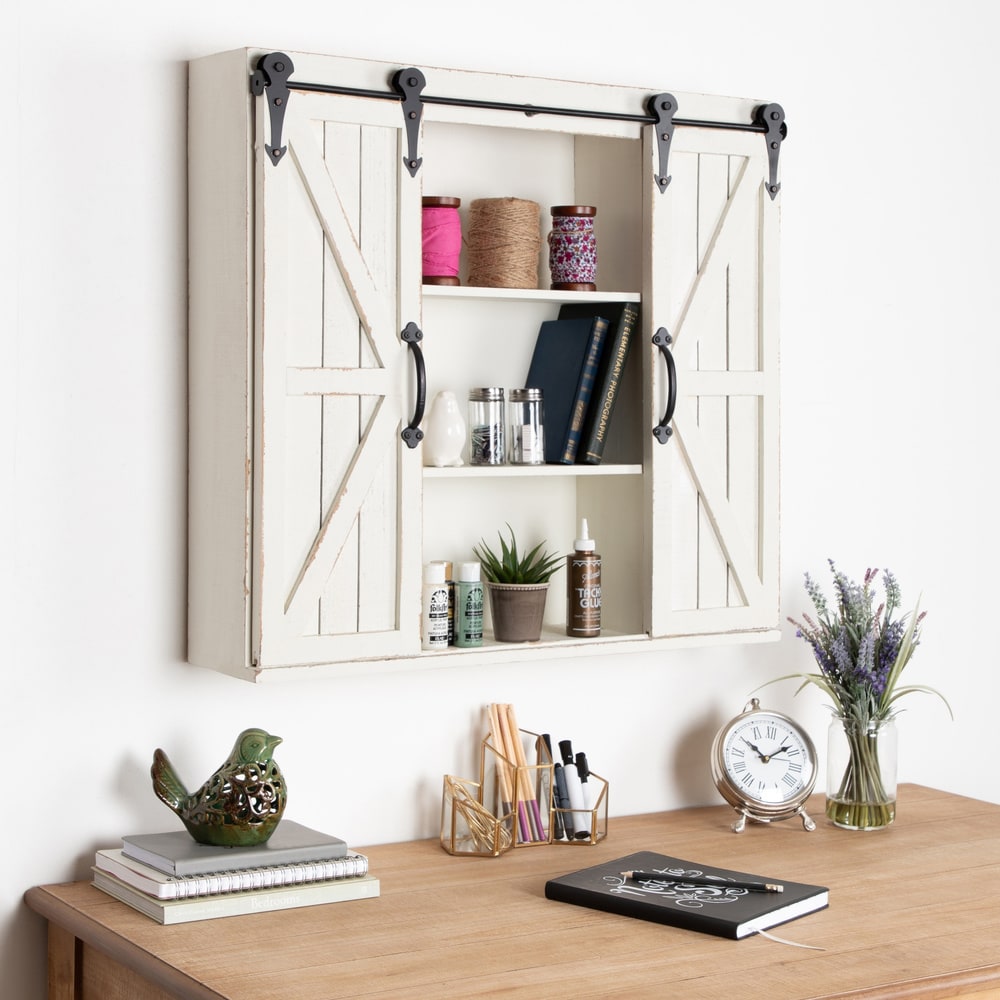 Kate And Laurel Cates Rustic Wood Decorative Cabinet With Barn Doors On Sale Overstock 16838745