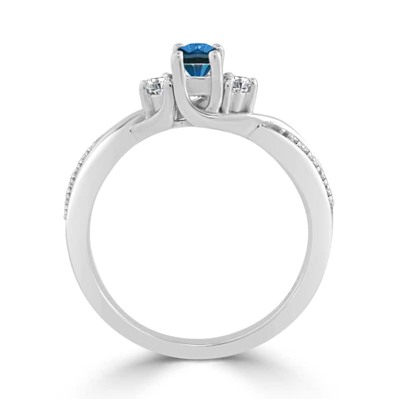 14k Gold 1/3ctw Twisted Blue Diamond Engagement Ring