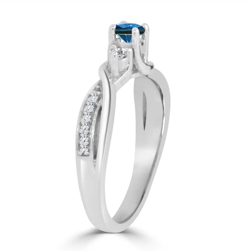 14k Gold 1/3ctw Twisted Blue Diamond Engagement Ring