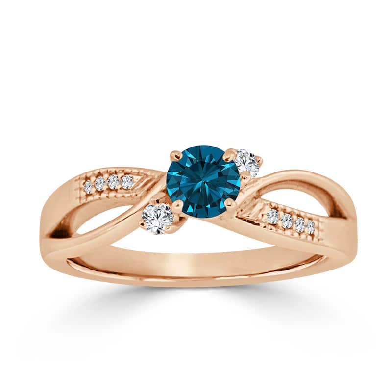 14k Gold 1/2ct TDW Bypass Blue Diamond Engagement Ring by Auriya