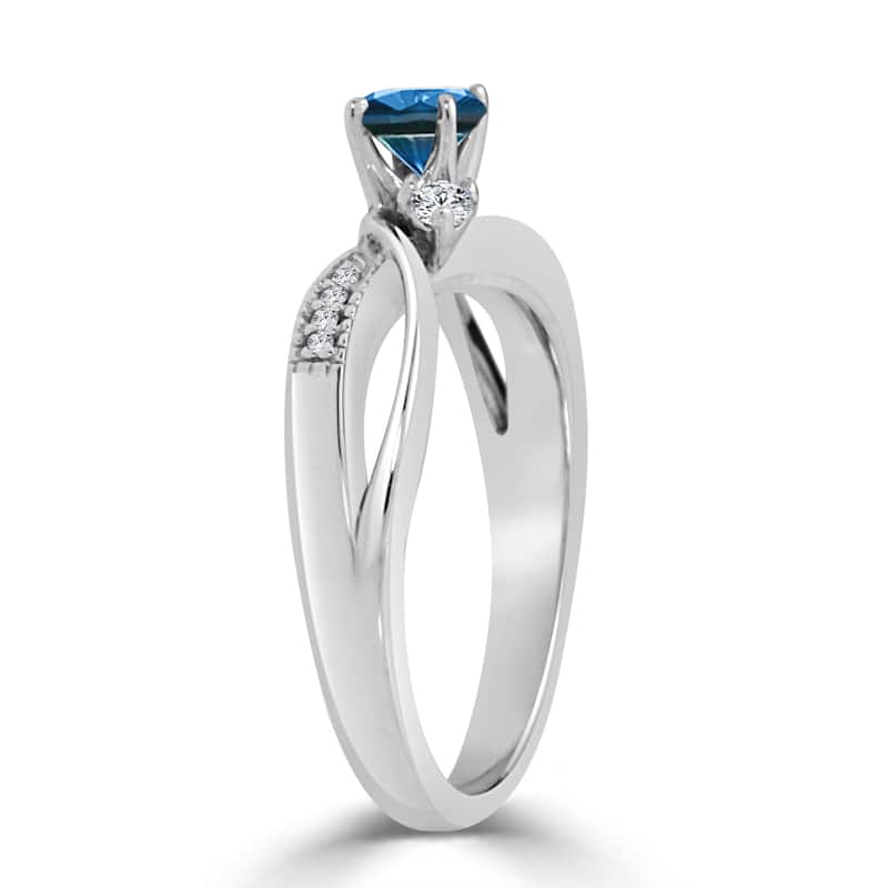 14k Gold 1/2ct TDW Bypass Blue Diamond Engagement Ring by Auriya