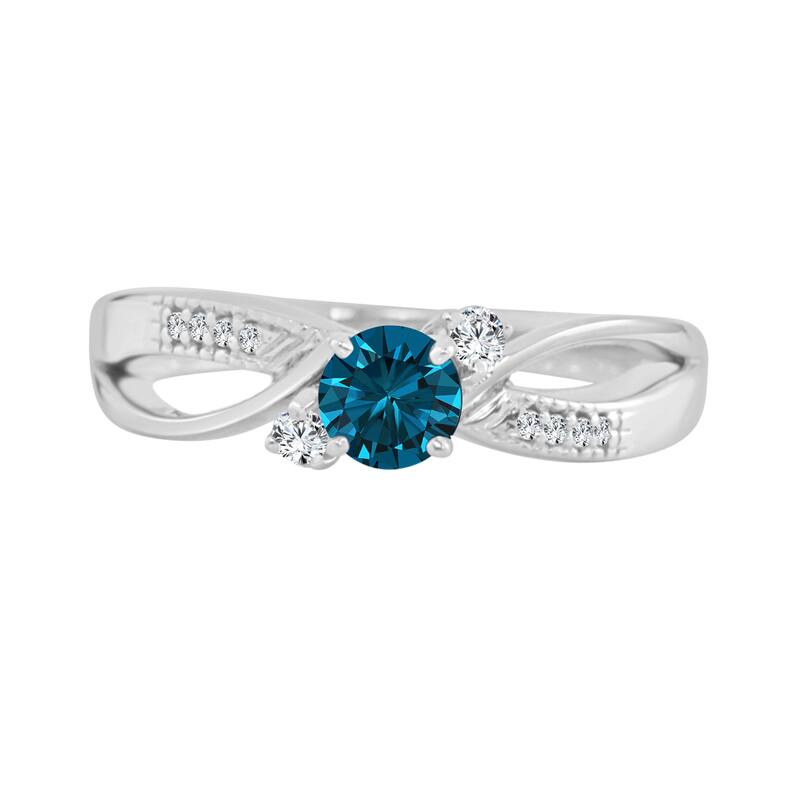 14k Gold 1/2ct TDW Bypass Blue Diamond Engagement Ring by Auriya