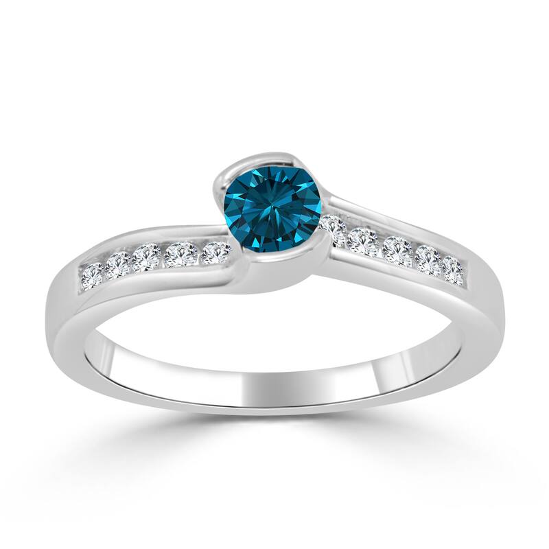 Auriya 1/2ctw Tension-set Blue Diamond Engagement Ring 14k Gold