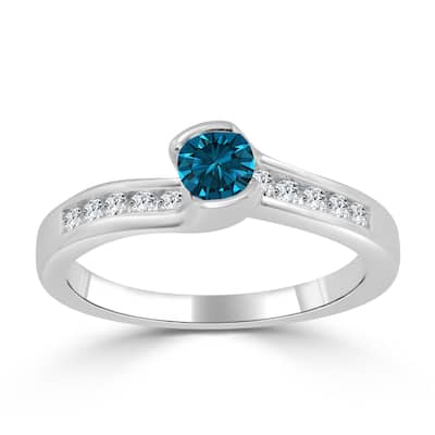 Auriya 1/2ctw Tension-set Blue Diamond Engagement Ring 14k Gold