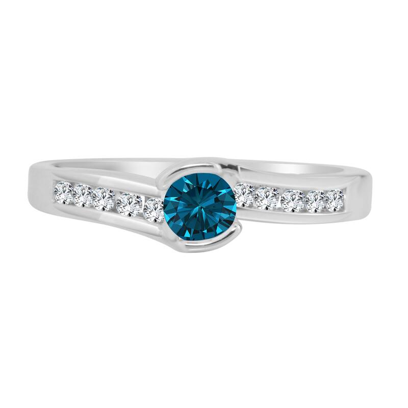 Auriya 1/2ctw Tension-set Blue Diamond Engagement Ring 14k Gold