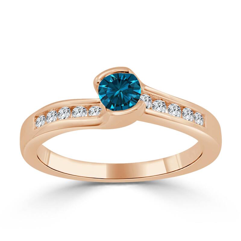 Auriya 1/2ctw Tension-set Blue Diamond Engagement Ring 14k Gold