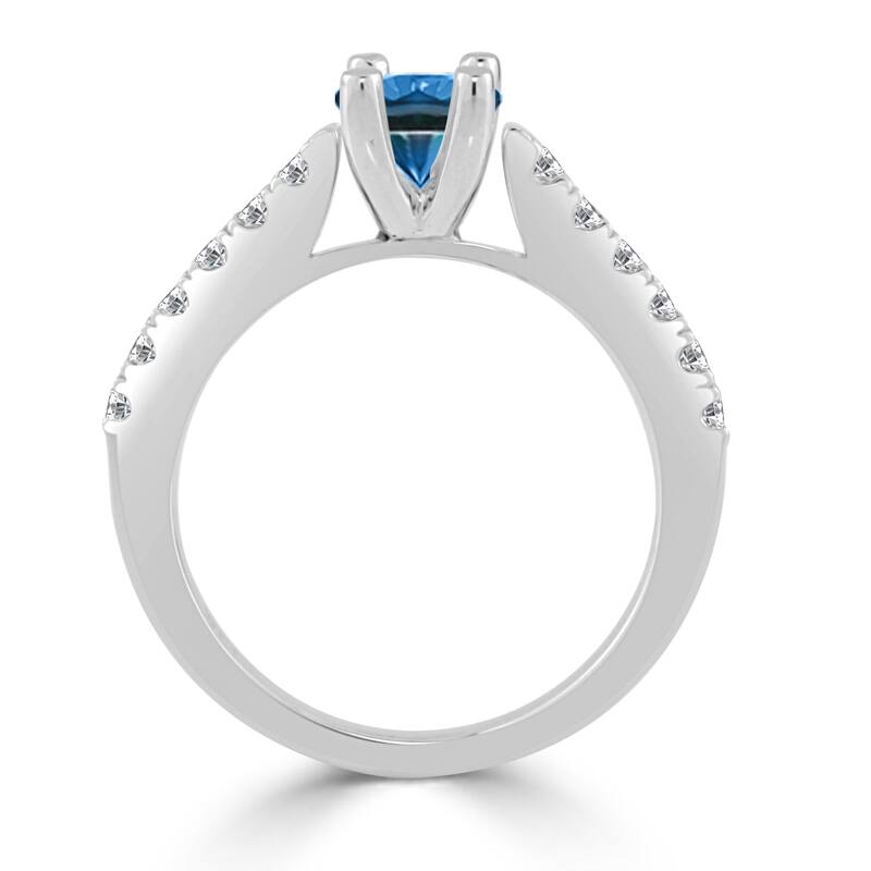 14k Gold 3/4ct TDW Round Blue Diamond Engagement Ring by Auriya (H-I, I1-I2)