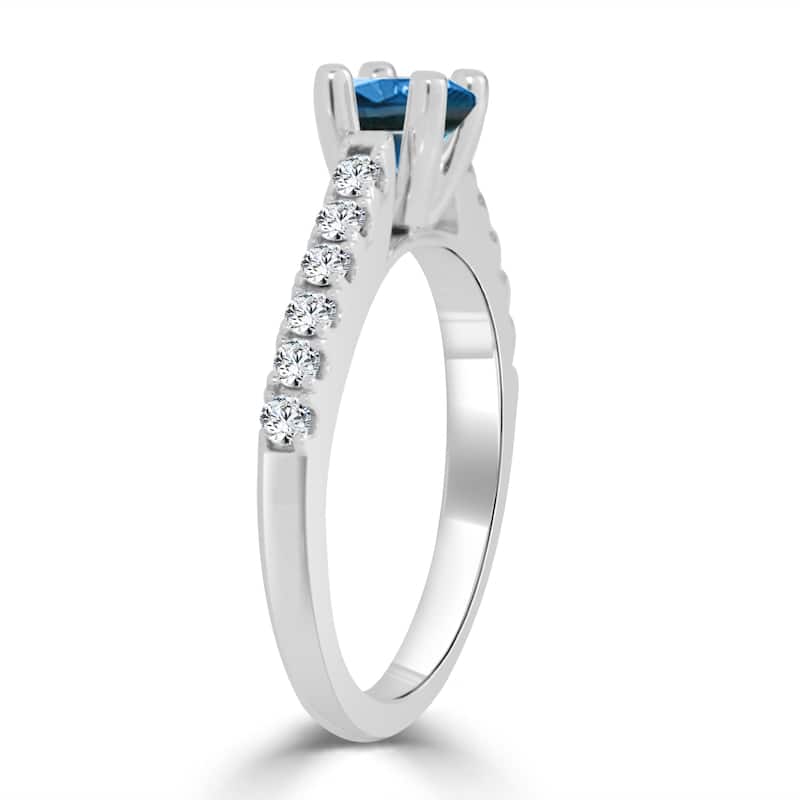 14k Gold 3/4ct TDW Round Blue Diamond Engagement Ring by Auriya (H-I, I1-I2)