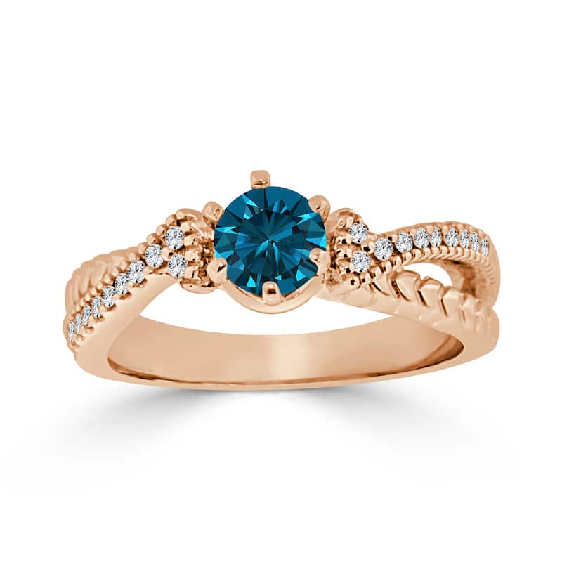 Auriya 1/2ctw Round Blue Diamond Engagement Ring 14k Gold