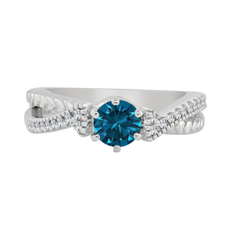 Auriya 1/2ctw Round Blue Diamond Engagement Ring 14k Gold