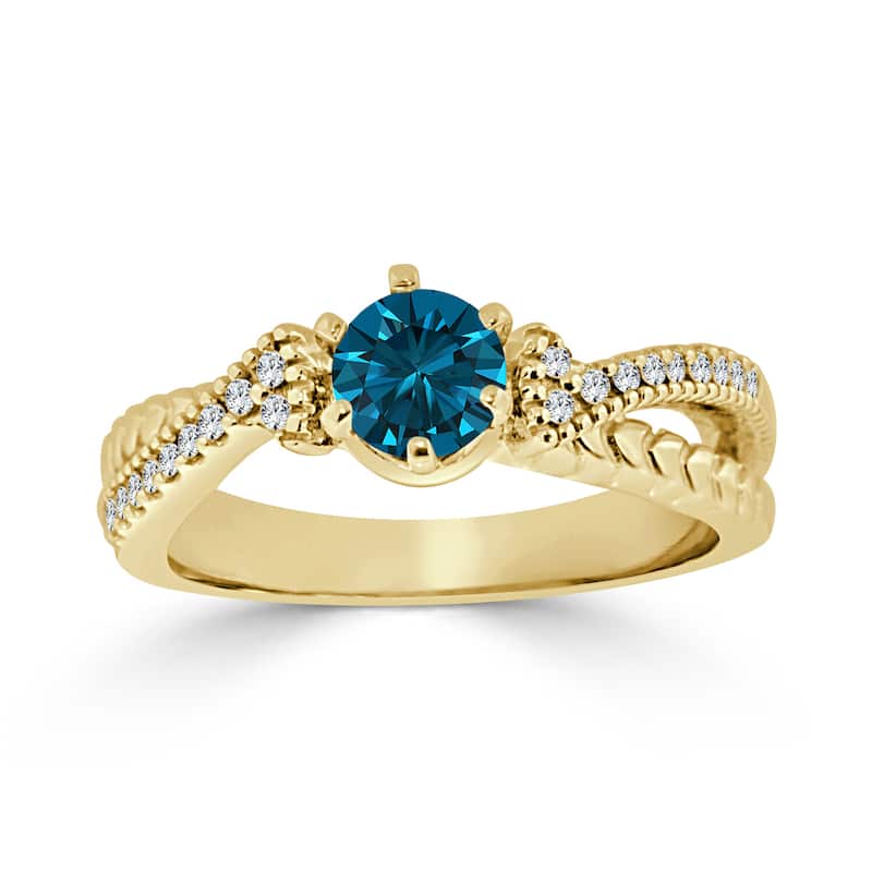 Auriya 1/2ctw Round Blue Diamond Engagement Ring 14k Gold