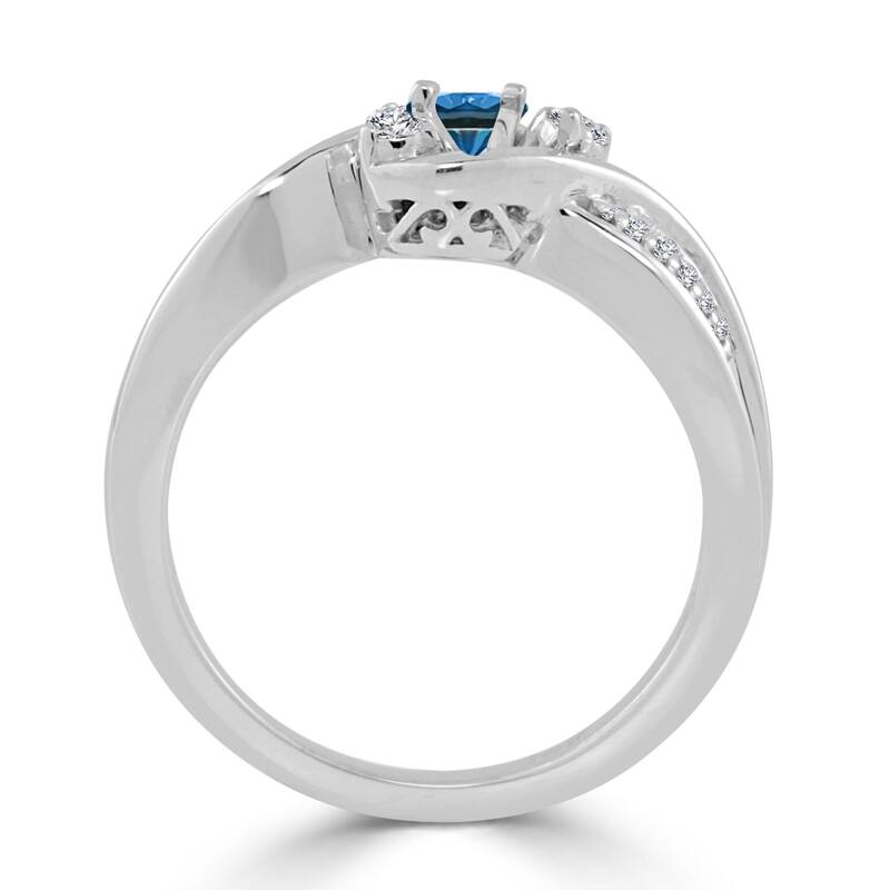 14k Gold Twisted Three Stone 1/2ctw Blue Diamond Engagement Ring