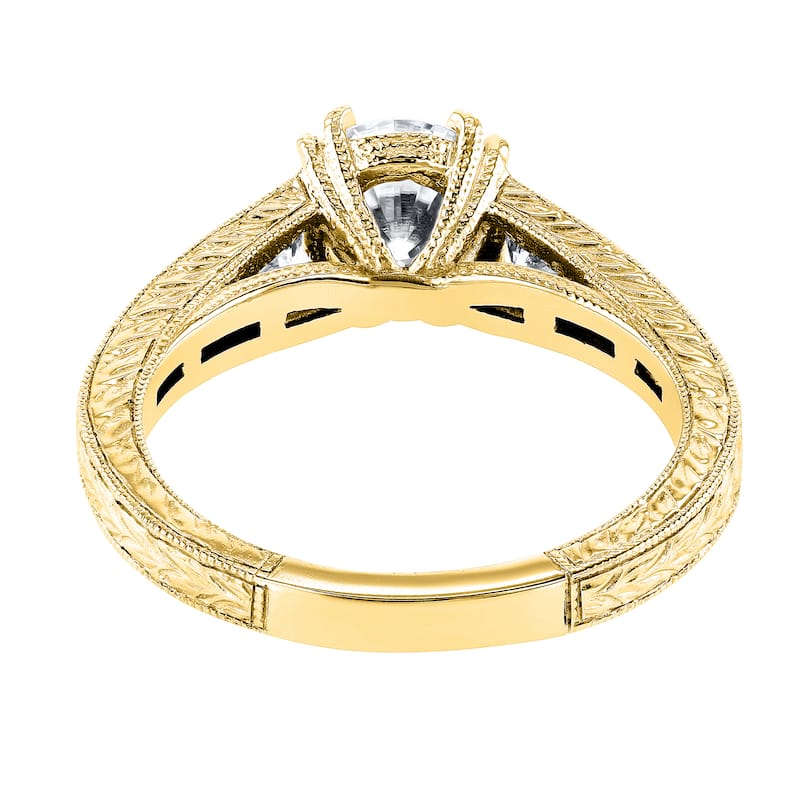 Annello by Kobelli 14k Yellow Gold 1 1/4ct TGW Moissanite with Diamond Milgrain Channel Band Engagement Ring